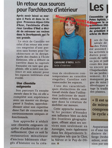 Press article in La Montagne about my interior design business