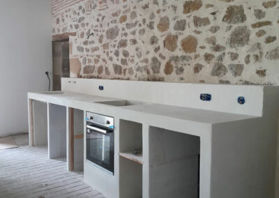 masonry kitchen made of aerated concrete