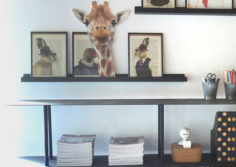 black metal shelves close-up