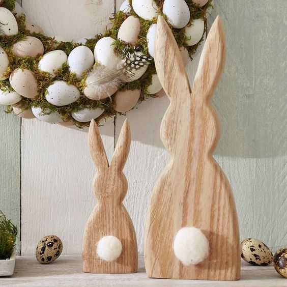 decorative wooden rabbits for a child's room