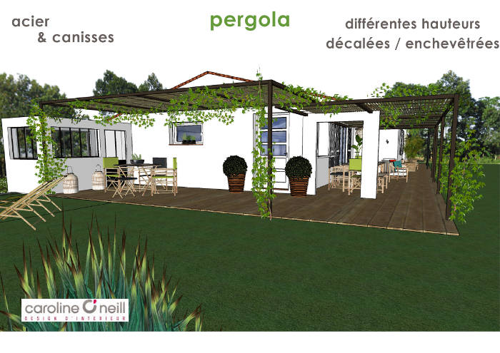 terrasse-pergola-amenagement-vue-perspective vue 3D d'une pergola
