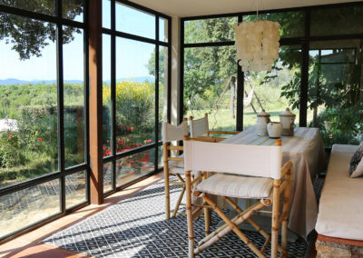 metal veranda open on the countryside of Provence